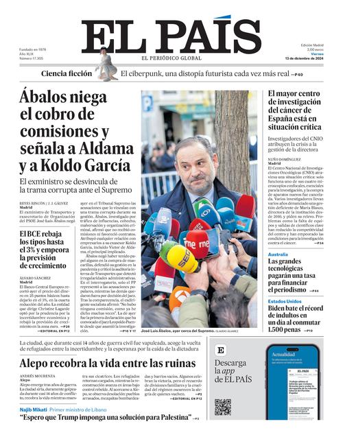 Portada del día: El País